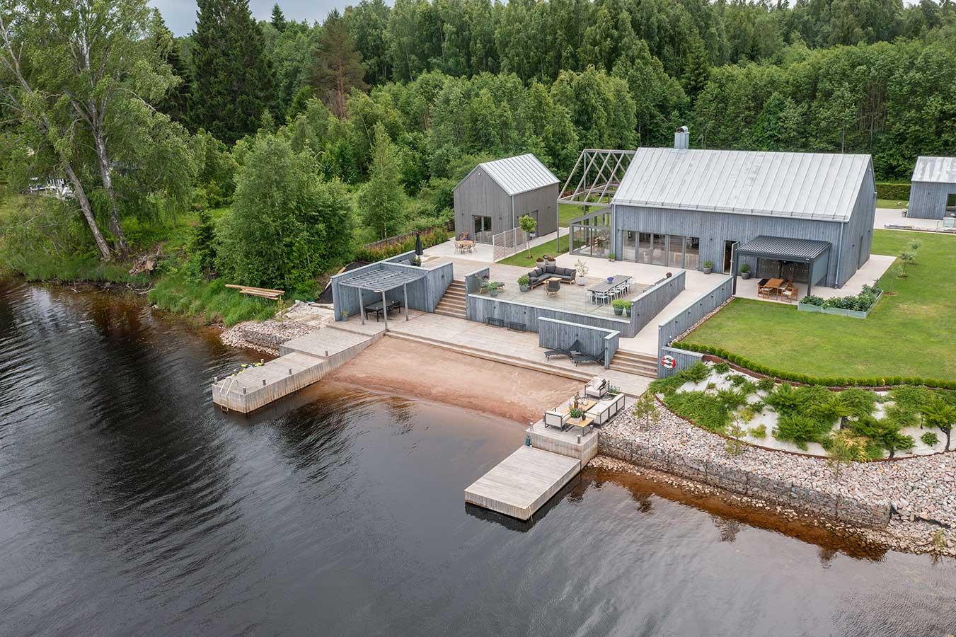 Uterum Hus Strand Bryggor Avesta Toppvy Dronare