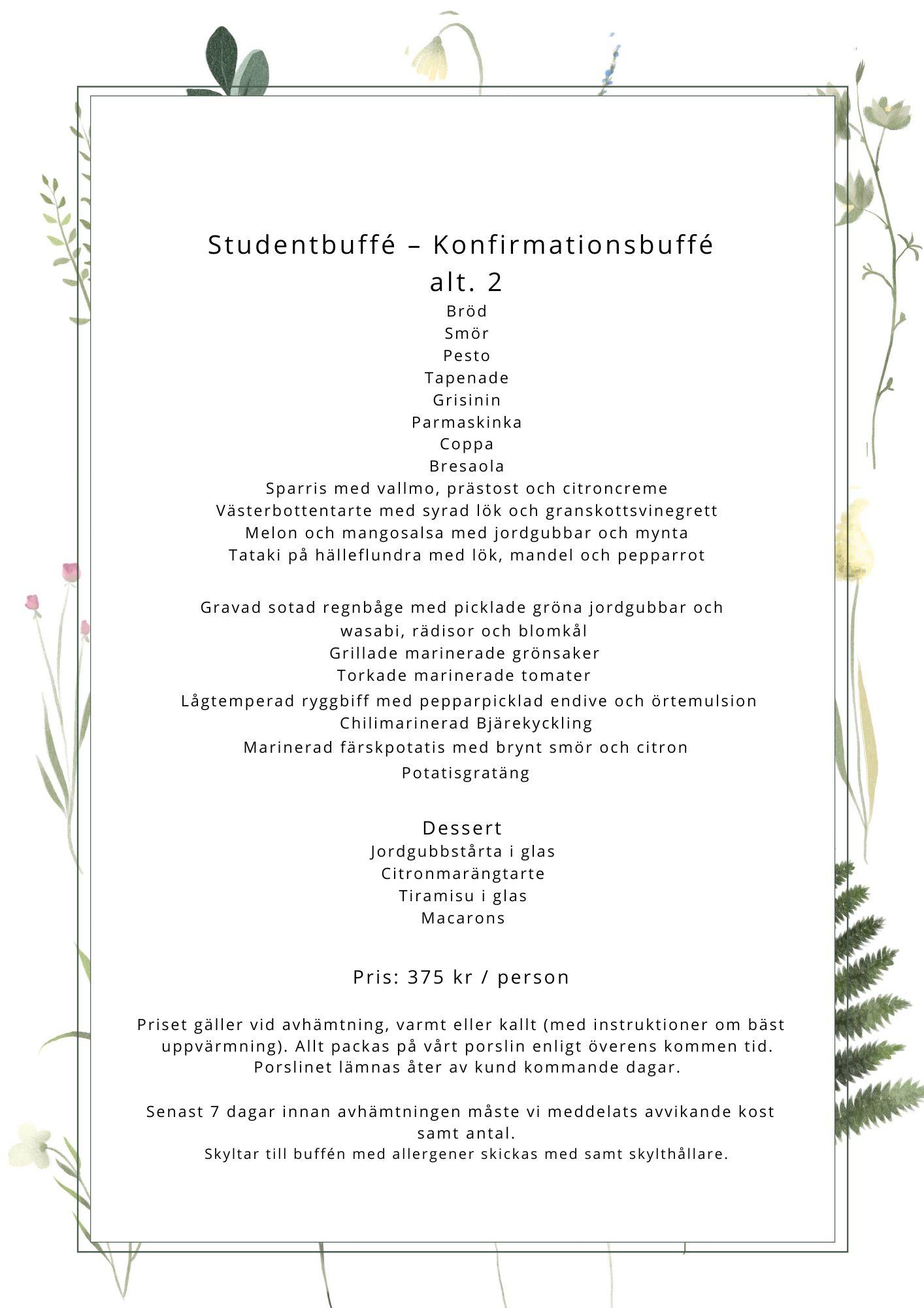 Meny Student Konfirmation 2